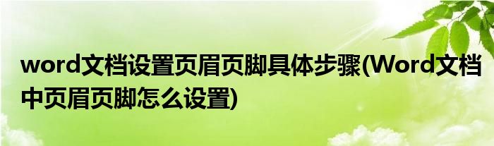 word文档设置页眉页脚具体步骤(Word文档中页眉页脚怎么设置)