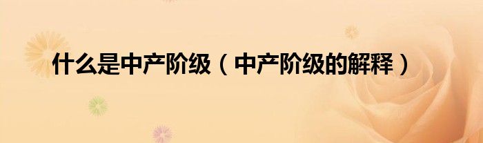 什么是中产阶级（中产阶级的解释）
