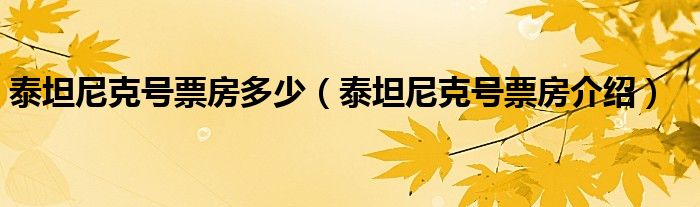 泰坦尼克号票房多少（泰坦尼克号票房介绍）