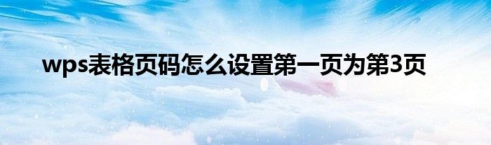 wps表格页码怎么设置页为第3页