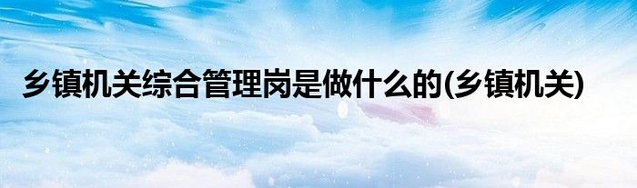 乡镇机关综合管理岗是做什么的(乡镇机关)