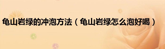 龟山岩绿的冲泡方法（龟山岩绿怎么泡好喝）