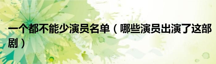 一个都不能少演员名单（哪些演员出演了这部剧）