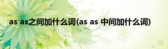 as as之间加什么词(as as 中间加什么词)
