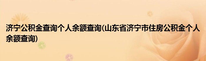 济宁公积金查询个人余额查询(山东省济宁市住房公积金个人余额查询)