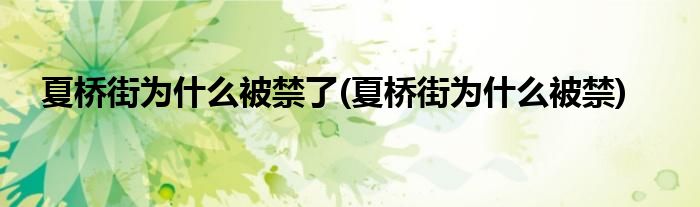 夏桥街为什么被禁了(夏桥街为什么被禁)