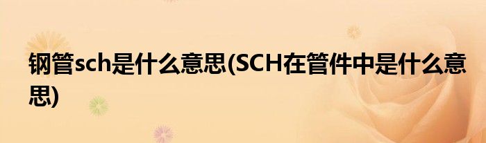 钢管sch是什么意思(SCH在管件中是什么意思)
