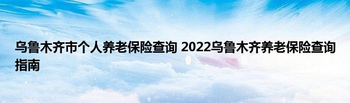 乌鲁木齐市个人养老保险查询 2022乌鲁木齐养老保险查询指南