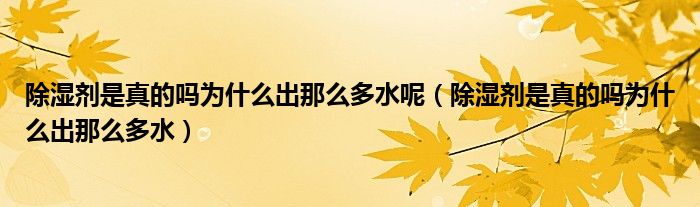 除湿剂是真的吗为什么出那么多水呢（除湿剂是真的吗为什么出那么多水）