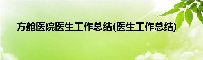 方舱医院医生工作总结(医生工作总结)