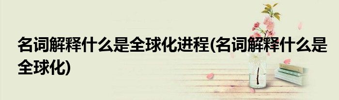 名词解释什么是全球化进程(名词解释什么是全球化)
