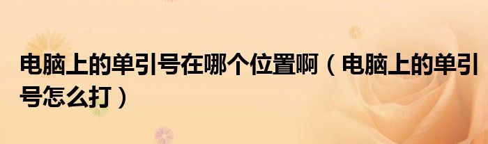 电脑上的单引号在哪个位置啊（电脑上的单引号怎么打）