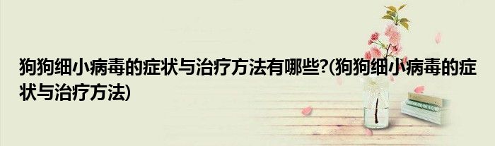 狗狗细小病毒的症状与治疗方法有哪些?(狗狗细小病毒的症状与治疗方法)