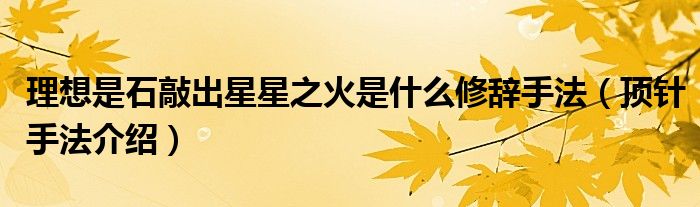 理想是石敲出星星之火是什么修辞手法（顶针手法介绍）