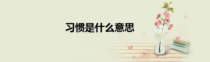 习惯是什么意思