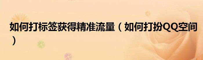 如何打标签获得精准流量（如何打扮QQ空间）