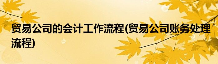 贸易公司的会计工作流程(贸易公司账务处理流程)