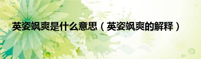 英姿飒爽是什么意思（英姿飒爽的解释）