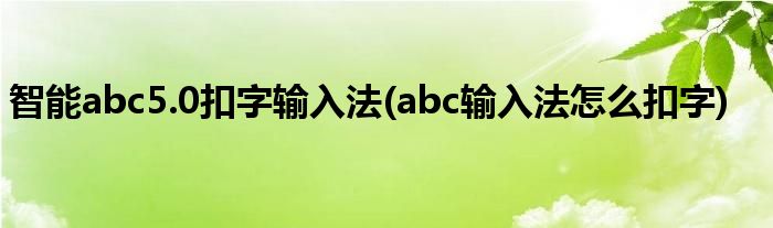 智能abc5.0扣字输入法(abc输入法怎么扣字)
