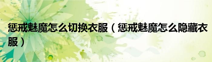 惩戒魅魔怎么切换衣服（惩戒魅魔怎么隐藏衣服）