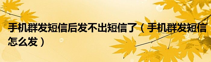手机群发短信后发不出短信了（手机群发短信怎么发）