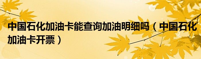 中国石化加油卡能查询加油明细吗（中国石化加油卡开票）
