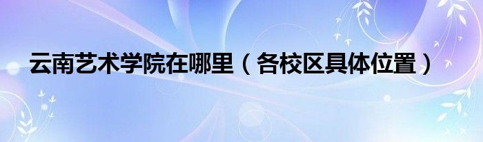 云南艺术学院在哪里（各校区具体位置）