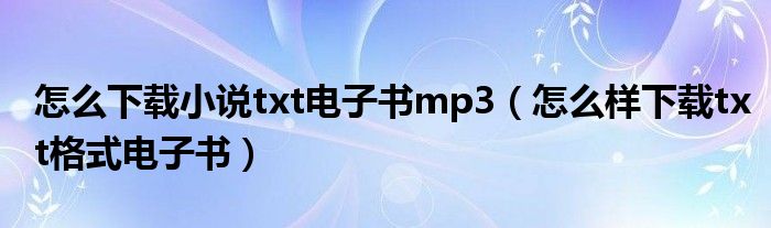 怎么下载小说txt电子书mp3（怎么样下载txt格式电子书）