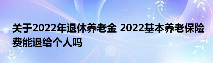 关于2022年退休养老金 2022基本养老保险费能退给个人吗