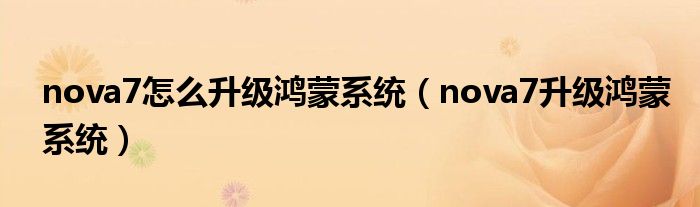 nova7怎么升级鸿蒙系统（nova7升级鸿蒙系统）