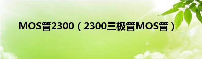 MOS管2300（2300三极管MOS管）