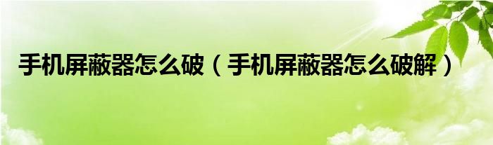 手机屏蔽器怎么破（手机屏蔽器怎么破解）