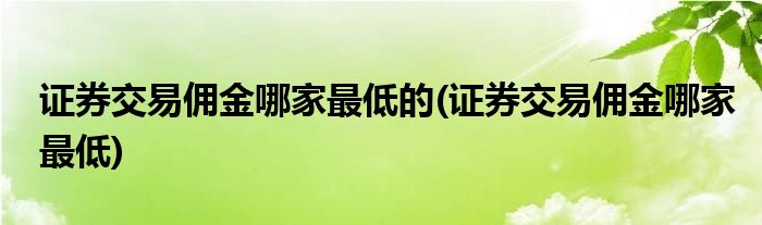 证券交易佣金哪家更低的(证券交易佣金哪家更低)