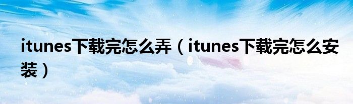 itunes下载完怎么弄（itunes下载完怎么安装）