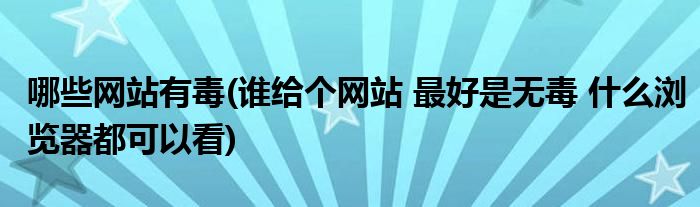 哪些网站有毒(谁给个网站 更好是无毒 什么浏览器都可以看)