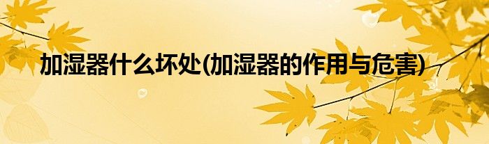 加湿器什么坏处(加湿器的作用与危害)