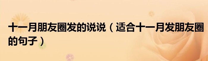 十一月朋友圈发的说说（适合十一月发朋友圈的句子）