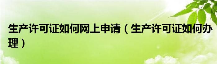 生产许可证如何网上申请（生产许可证如何办理）