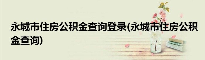 永城市住房公积金查询登录(永城市住房公积金查询)