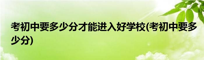 考初中要多少分才能进入好学校(考初中要多少分)