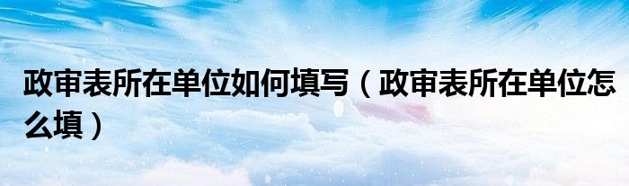 政审表所在单位如何填写（政审表所在单位怎么填）