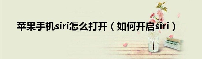 苹果手机siri怎么打开（如何开启siri）
