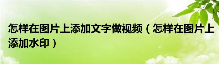 怎样在图片上添加文字做视频（怎样在图片上添加水印）