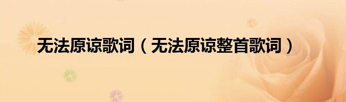 无法原谅歌词（无法原谅整首歌词）