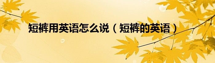 短裤用英语怎么说（短裤的英语）
