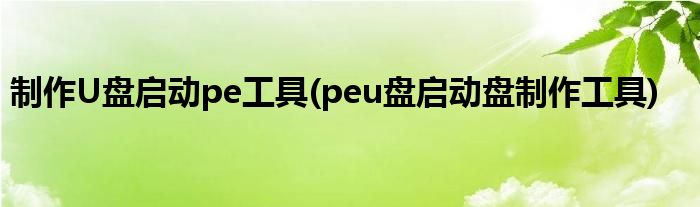 制作U盘启动pe工具(peu盘启动盘制作工具)