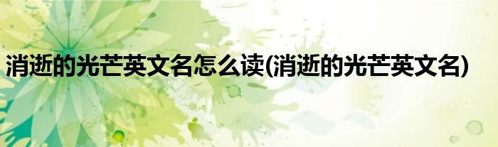消逝的光芒英文名怎么读(消逝的光芒英文名)