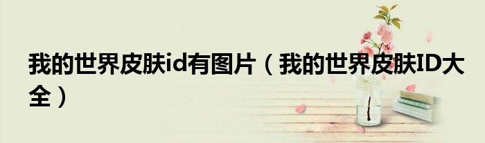 我的世界皮肤id有图片（我的世界皮肤ID大全）