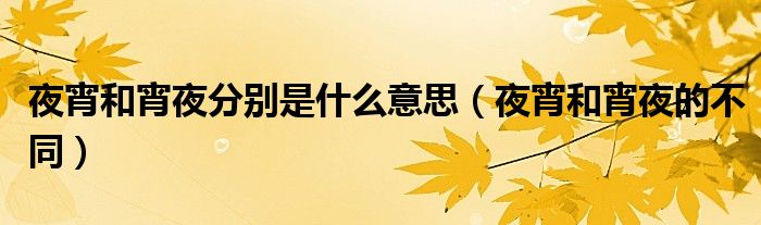 夜宵和宵夜分别是什么意思（夜宵和宵夜的不同）