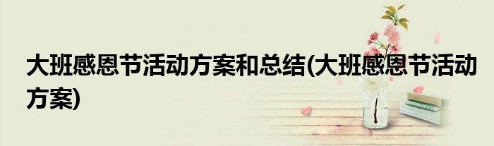 大班感恩节活动方案和总结(大班感恩节活动方案)